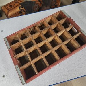 Coca Cola Wooden Storage Crate with Red Trim